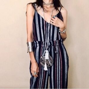 Splendid Blue Striped Sleeveless‎ Romper Jumpsuit XS
